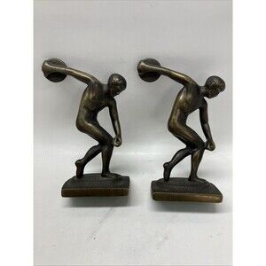 Vintage Cast Iron Bronzed Discobolus Statue Myron Discus Thrower Greek Figure 2